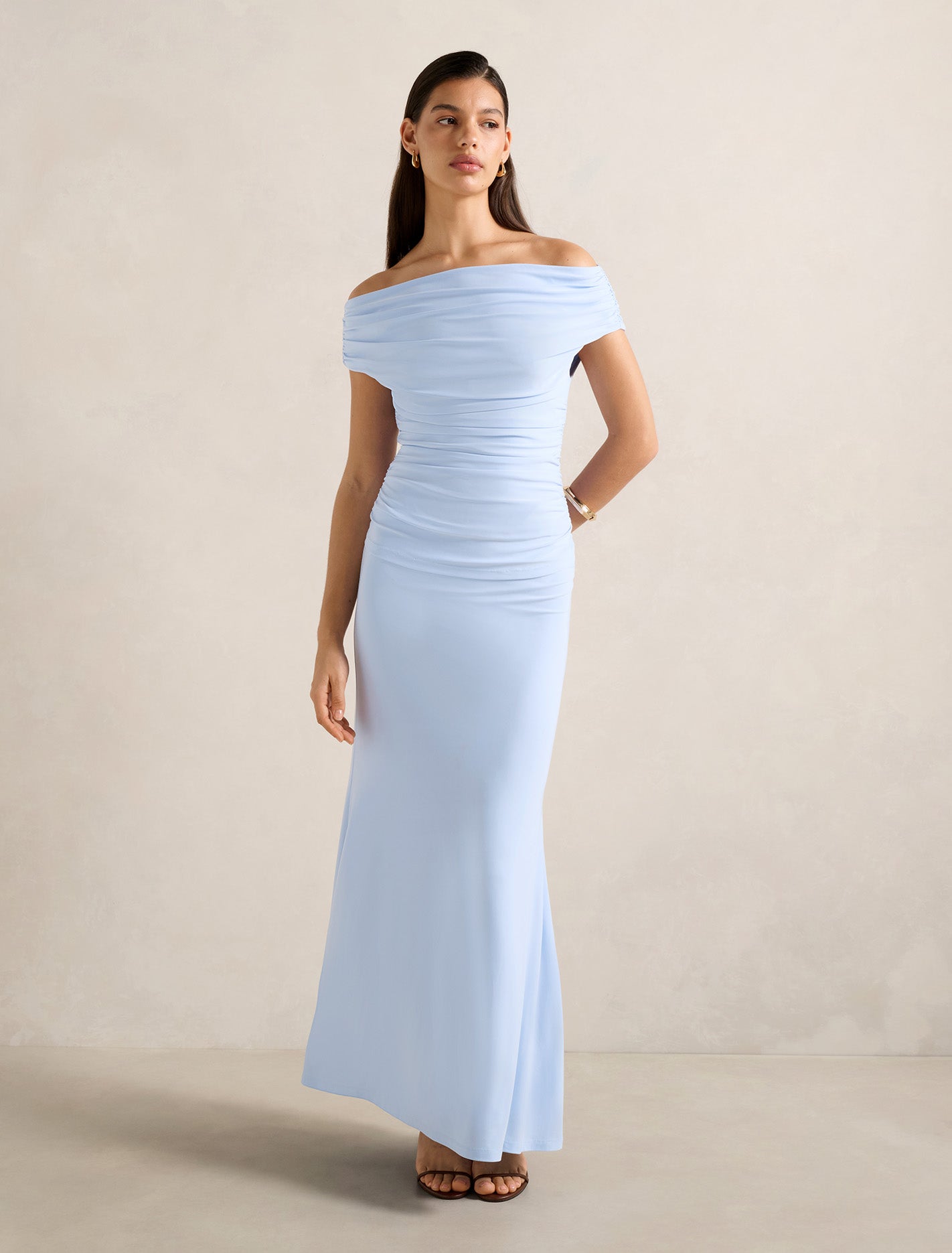 Mimi Off Shoulder Top Sky Blue Co-ord