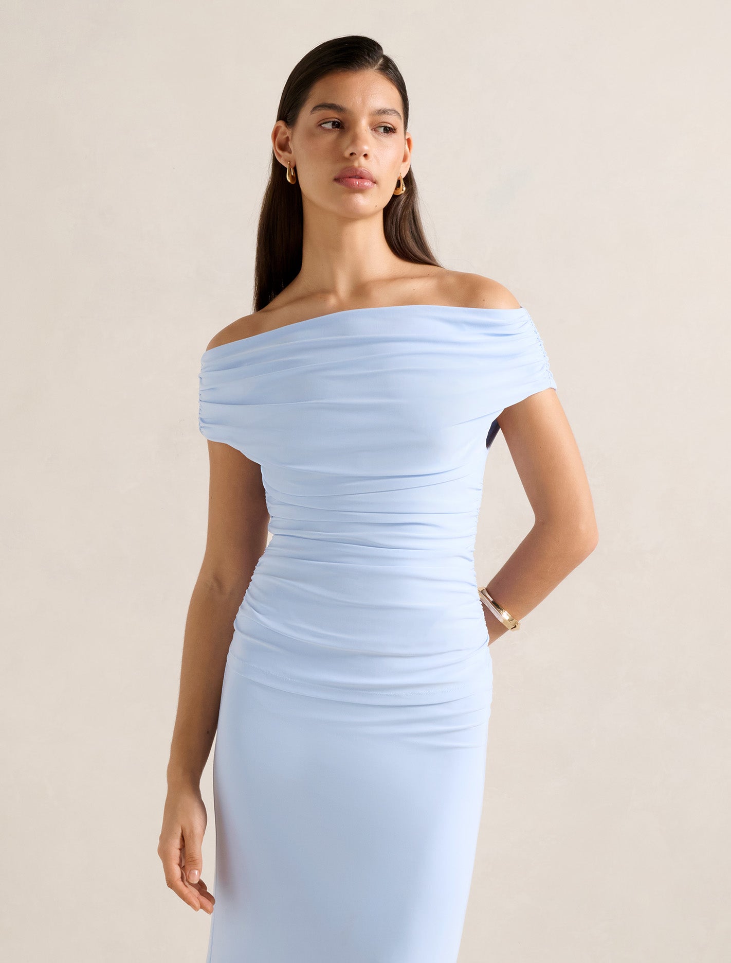 Mimi Off Shoulder Top Sky Blue Co-ord