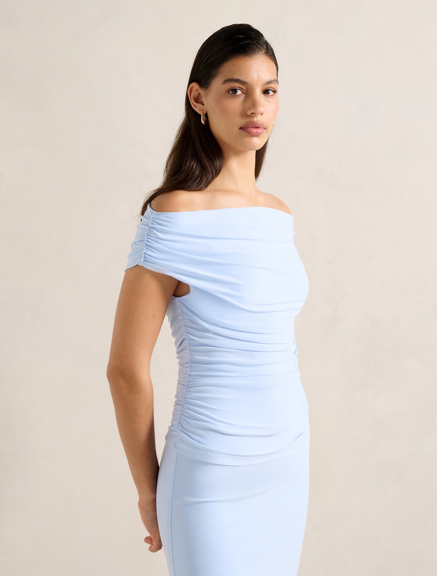 Mimi Off Shoulder Top Sky Blue Co-ord