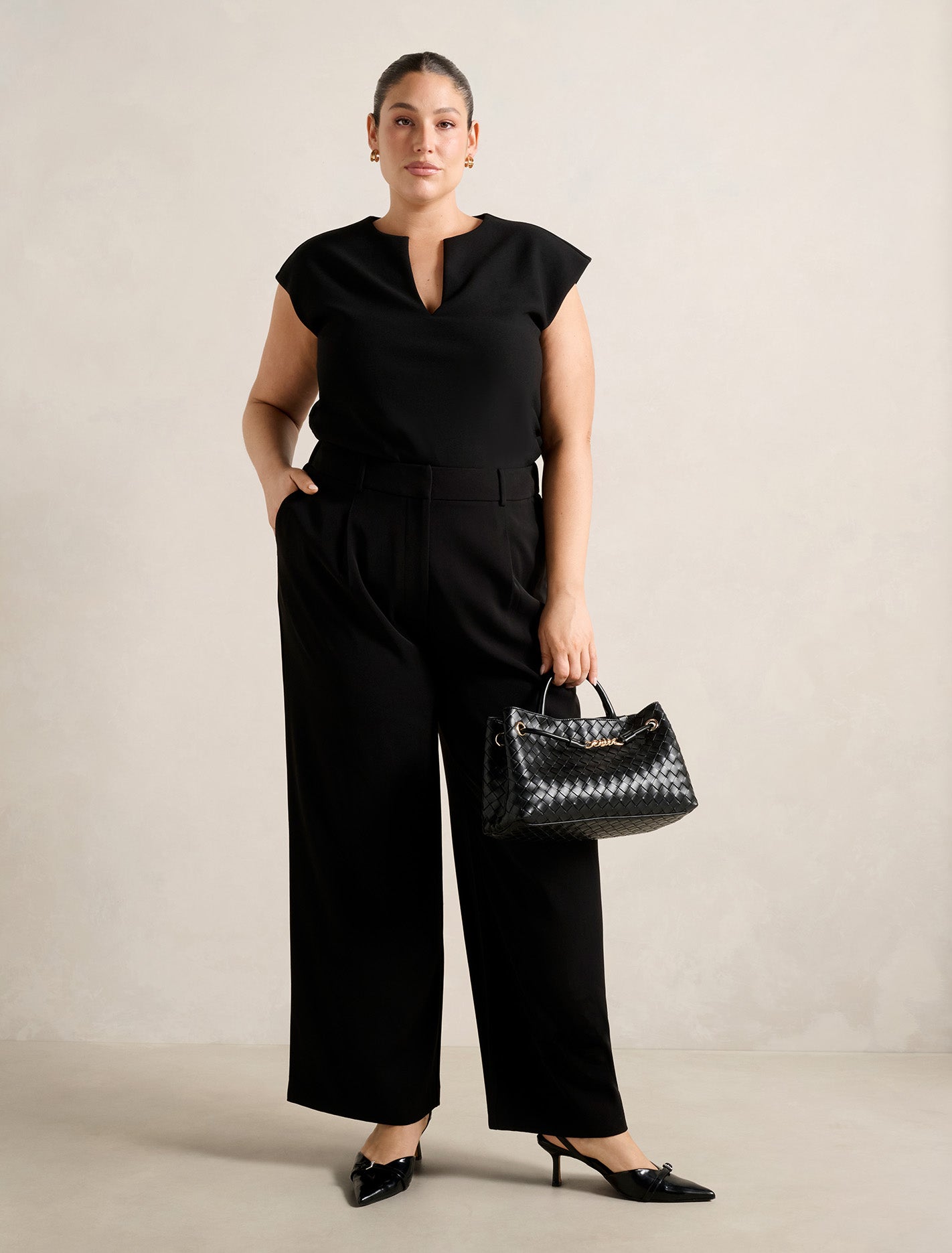 Montana Curve V Neck Top Black
