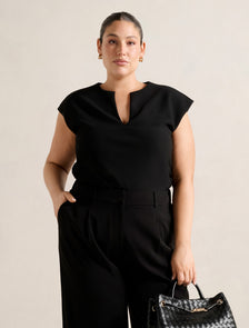 Montana Curve V Neck Top Black
