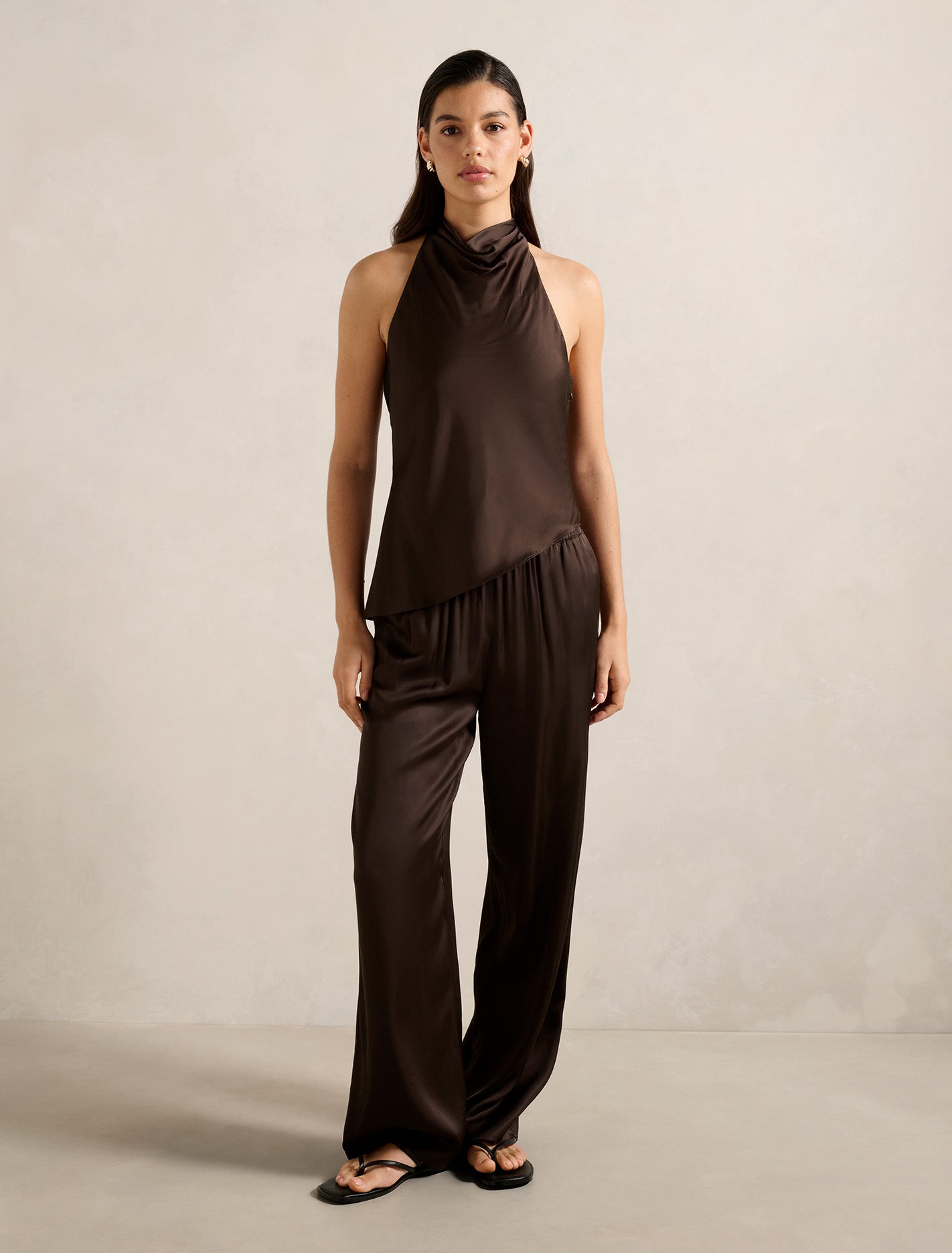 Skyler Wide Leg Pant Chocolate Co-ord