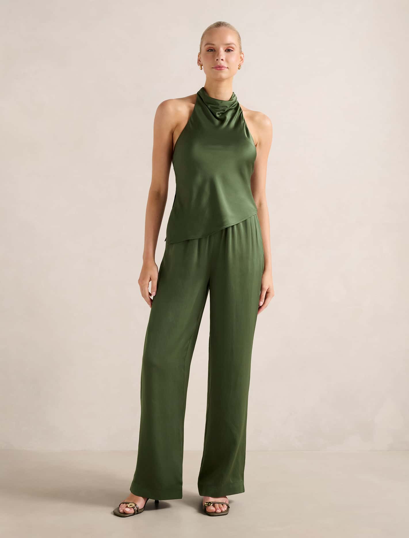 Skyler Wide Leg Pants Thyme Co-ord