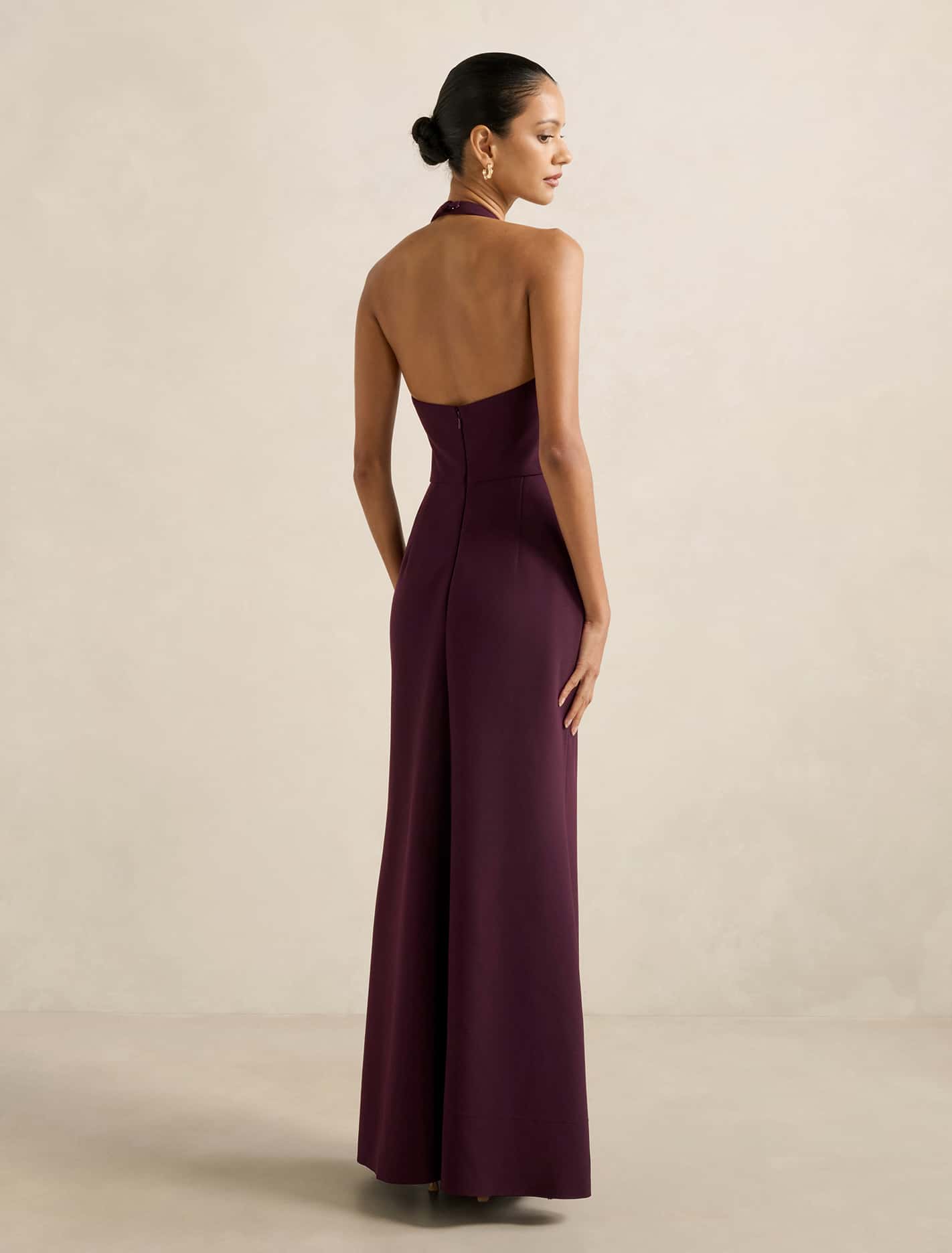 Willow Petite Halter-Wrap Maxi Dress Shiraz