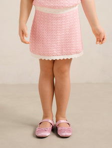 Connie Girls Scallop Knit Skirt Pink