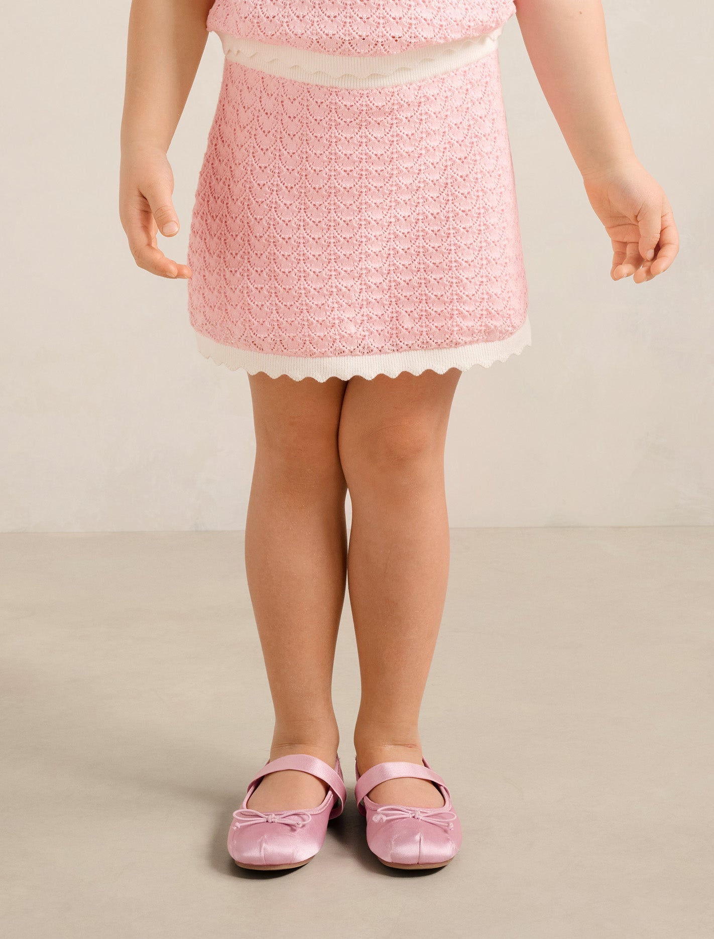 Connie Girls Scallop Knit Skirt Pink