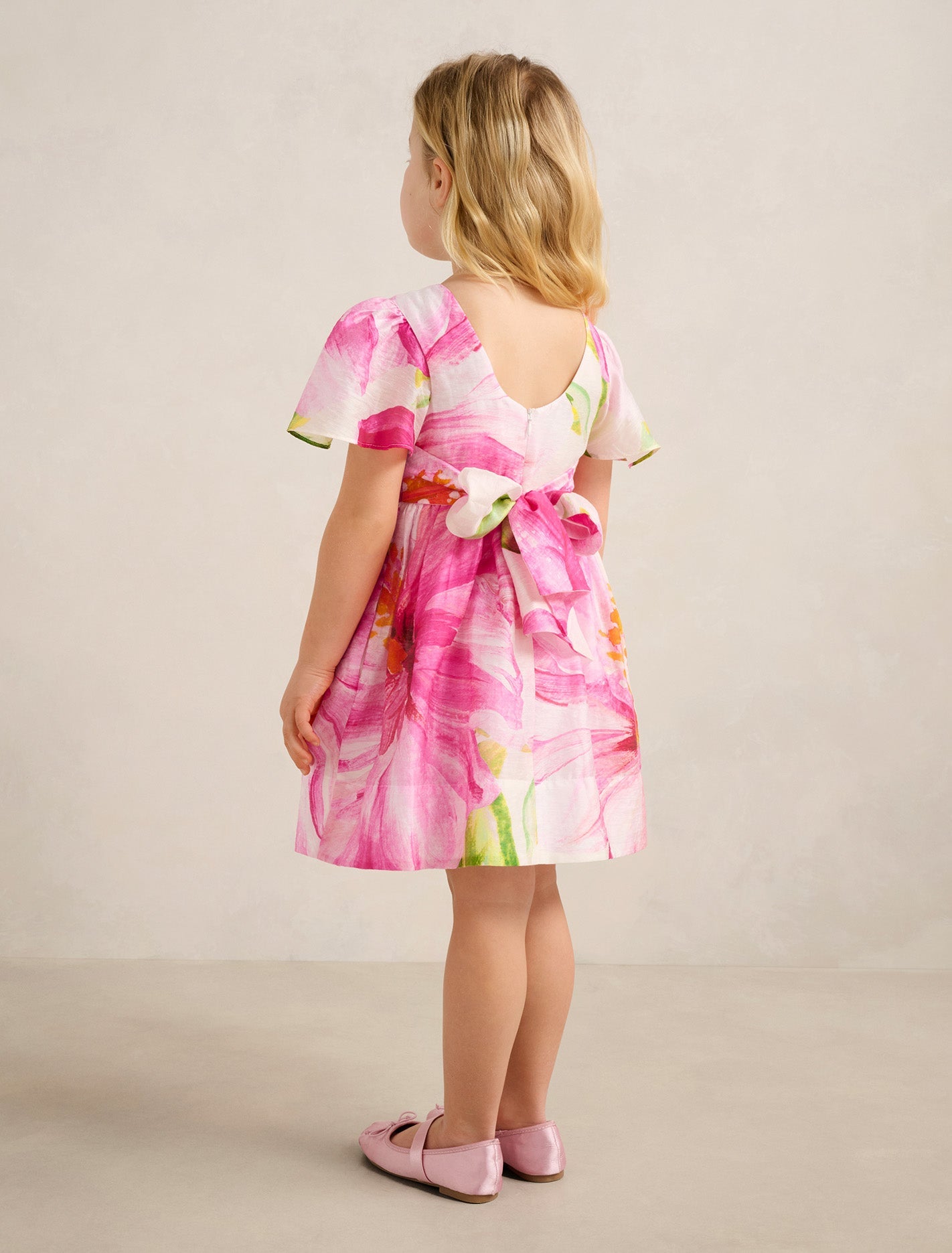 Chloe Girls Flutter Bow Dress Cora Tropical