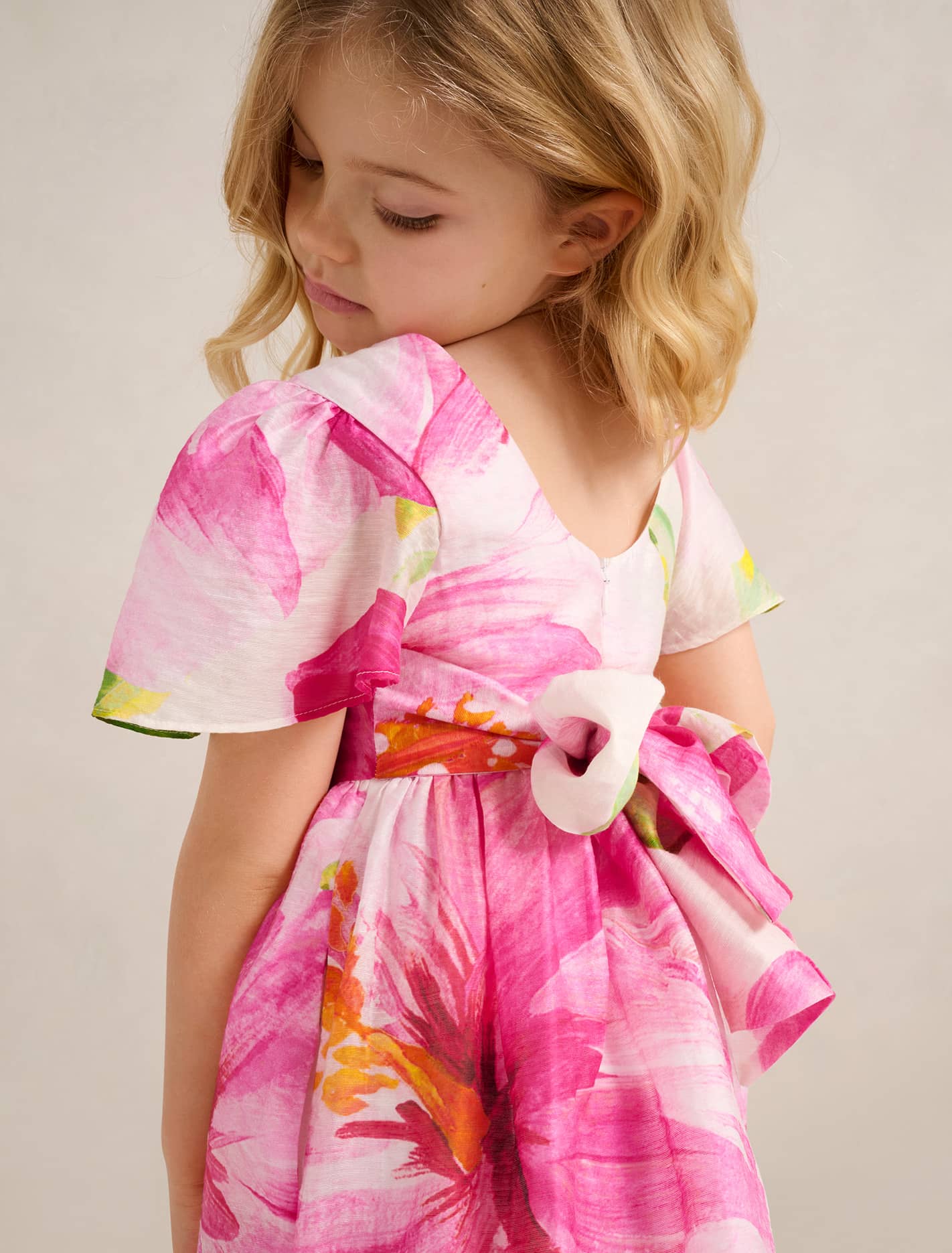 Chloe Girls Flutter Bow Dress Cora Tropical