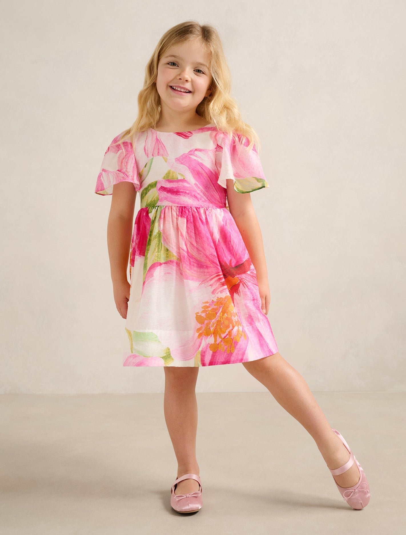 Chloe Girls Flutter Bow Dress Cora Tropical