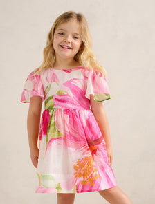 Chloe Girls Flutter Bow Dress Cora Tropical