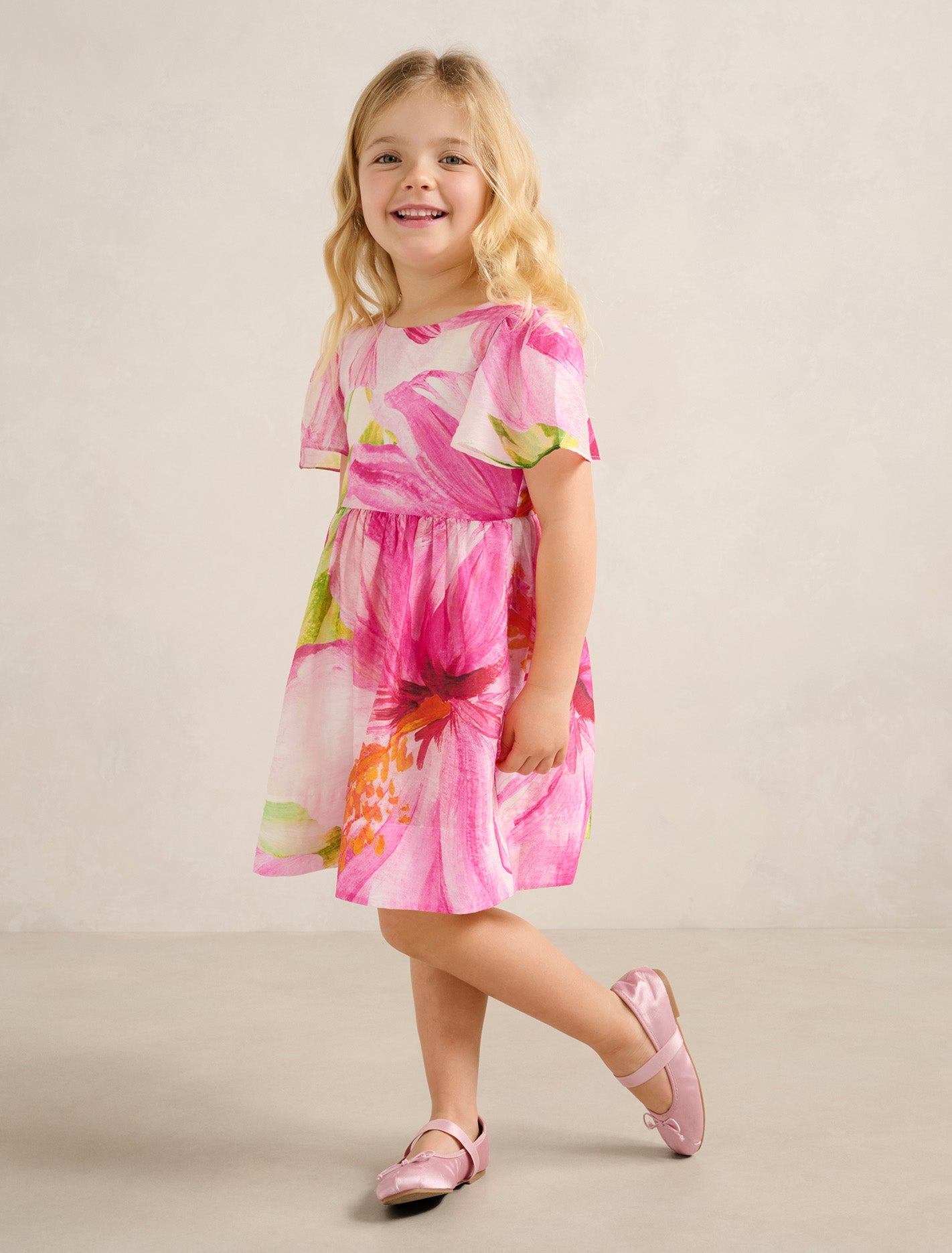 Chloe Girls Flutter Bow Dress Cora Tropical