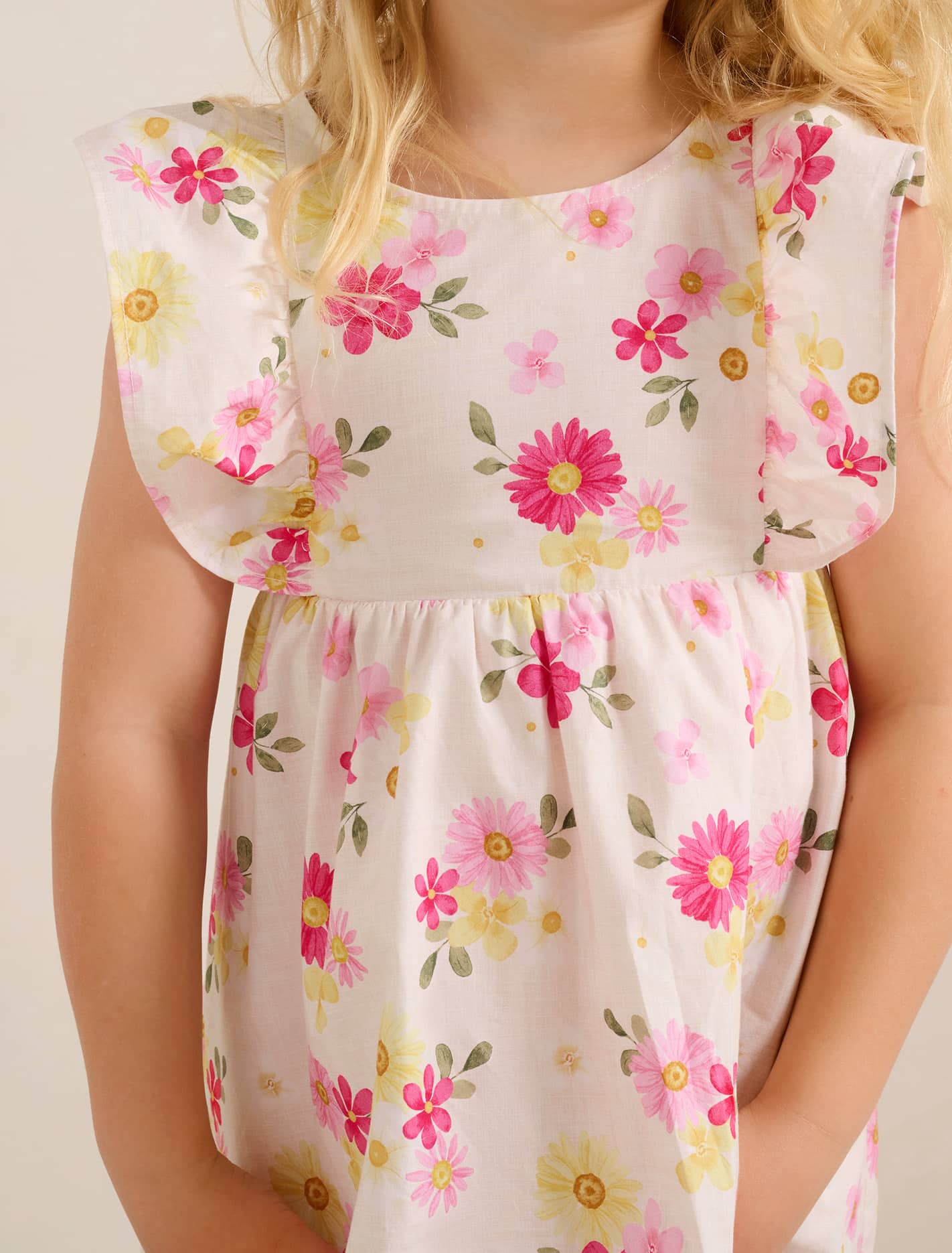 Hana Girls V-Back Print Dress Daisy Floral