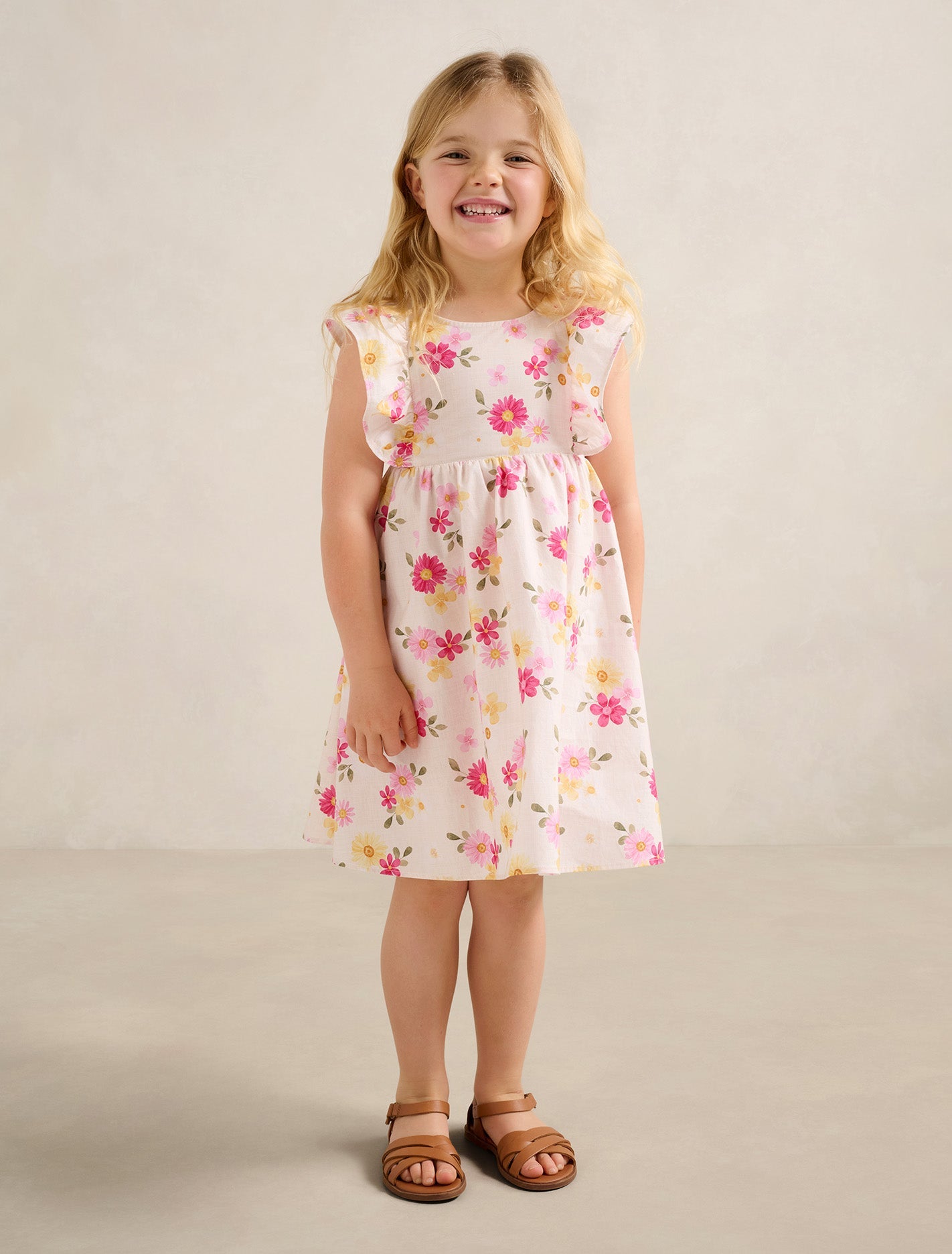 Hana Girls V-Back Print Dress Daisy Floral