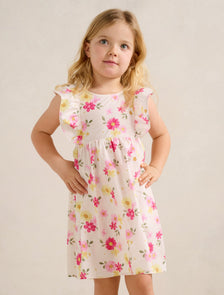 Hana Girls V-Back Print Dress Daisy Floral