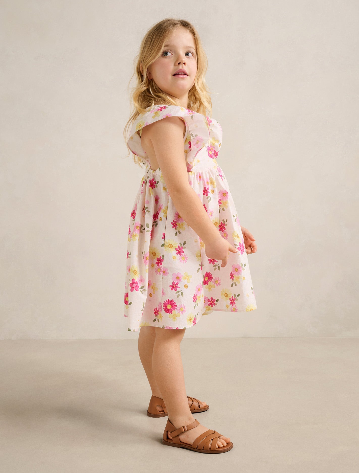 Hana Girls V-Back Print Dress Daisy Floral