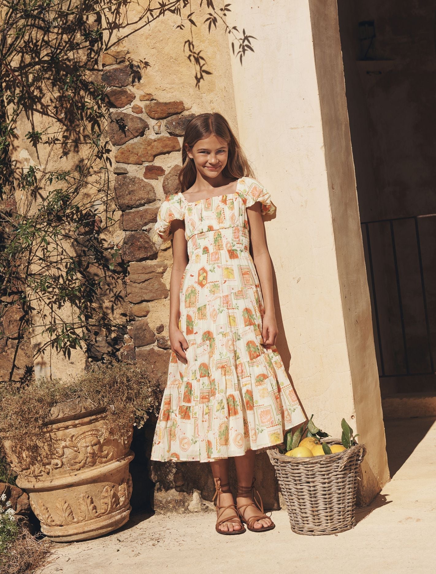 Delilah Girls Puff Slv Maxi Dress Almada Holiday