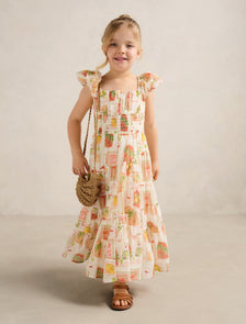 Delilah Girls Puff Slv Maxi Dress Almada Holiday