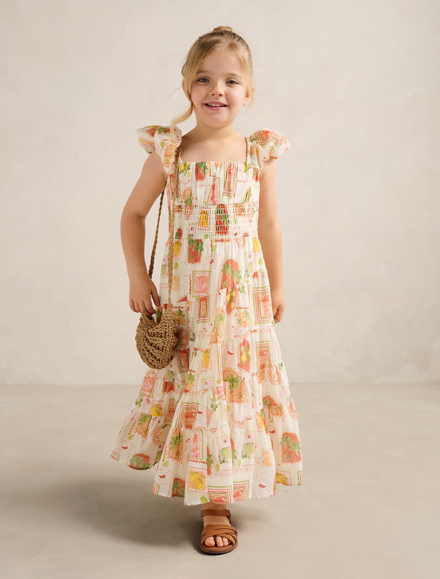 Delilah Girls Puff Slv Maxi Dress Almada Holiday