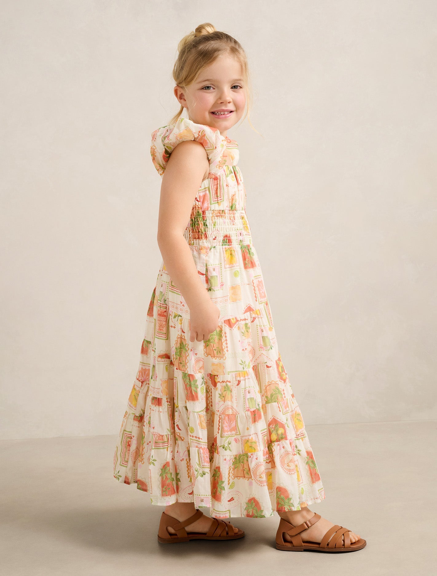 Delilah Girls Puff Slv Maxi Dress Almada Holiday