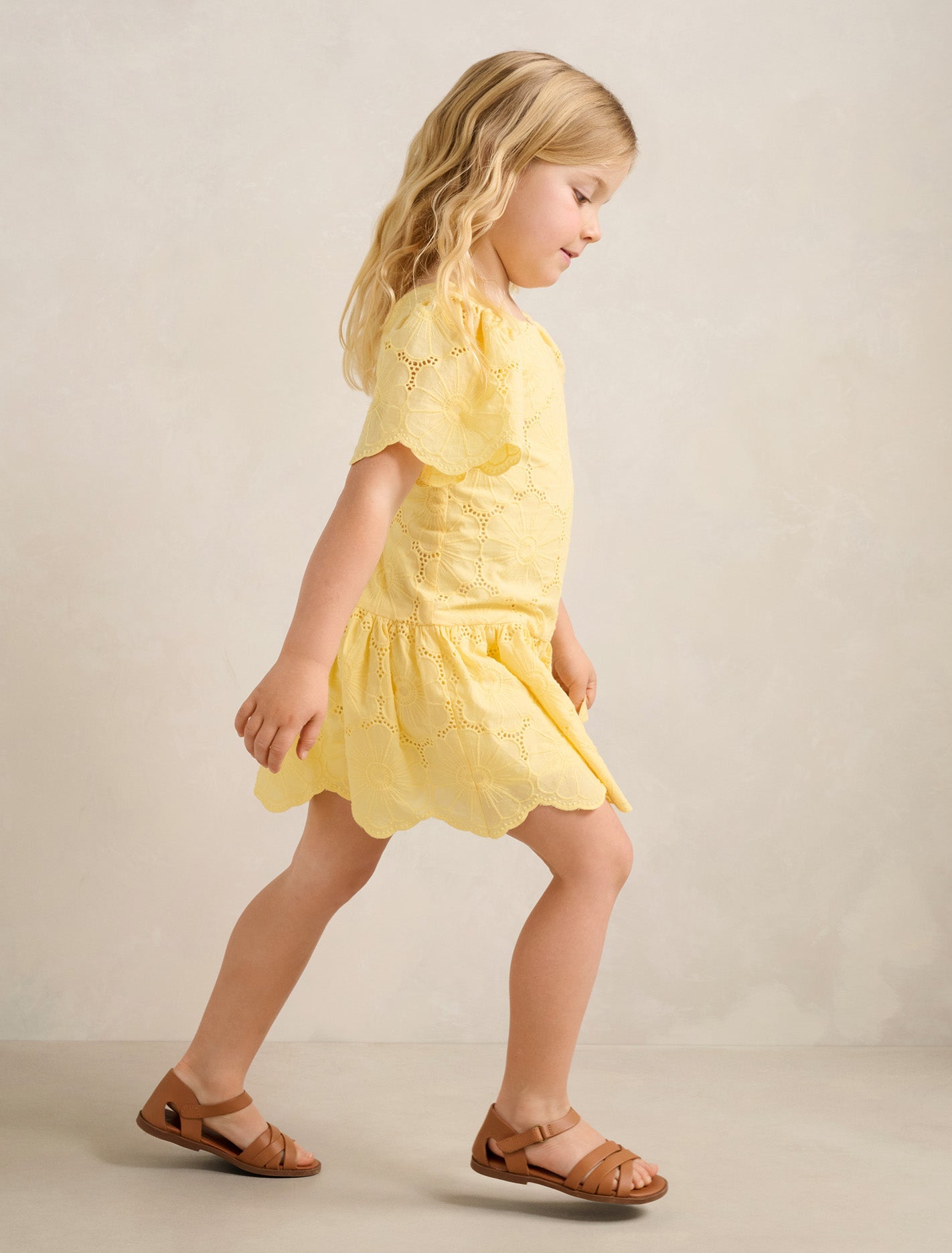Verity Girls Broderie Dress Sun Yellow