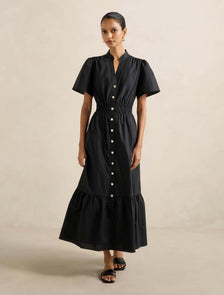 Eleanor Petite Button Down Midi Black