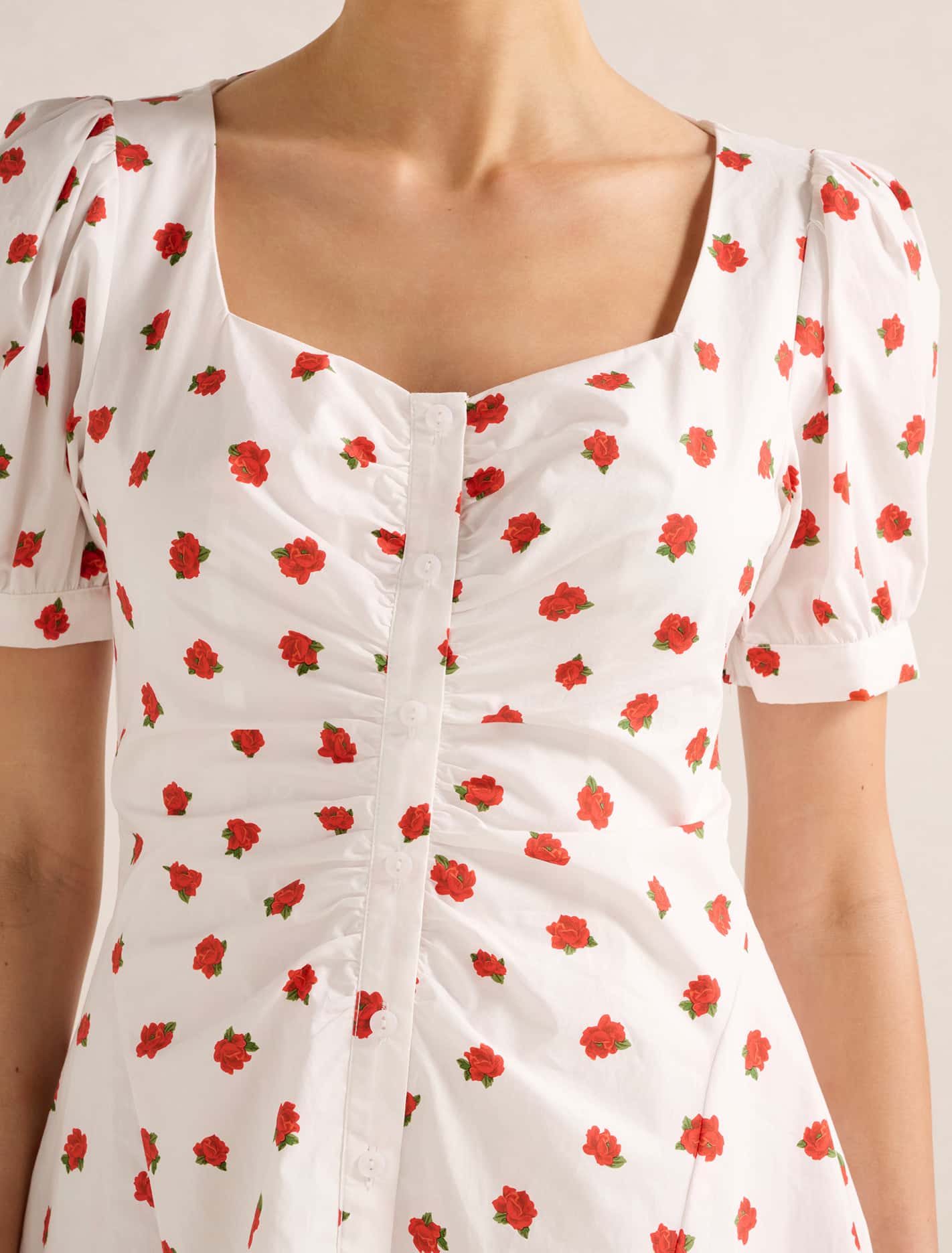 Mallory Gathered Cotton Mini Dress Light Rosalie Ditsy