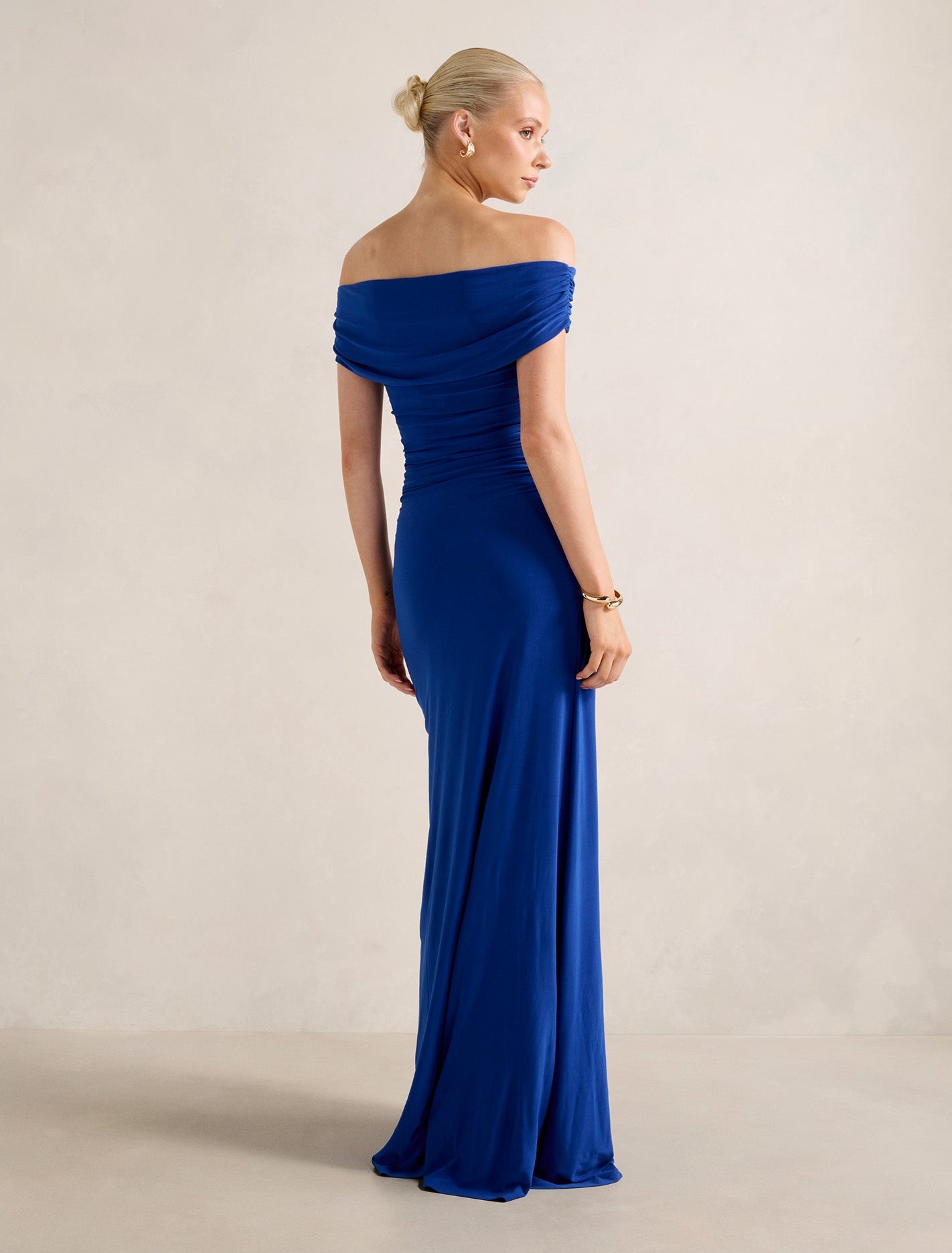 Romy Off Shoulder Jersey Maxi Dress Cosmic Blue