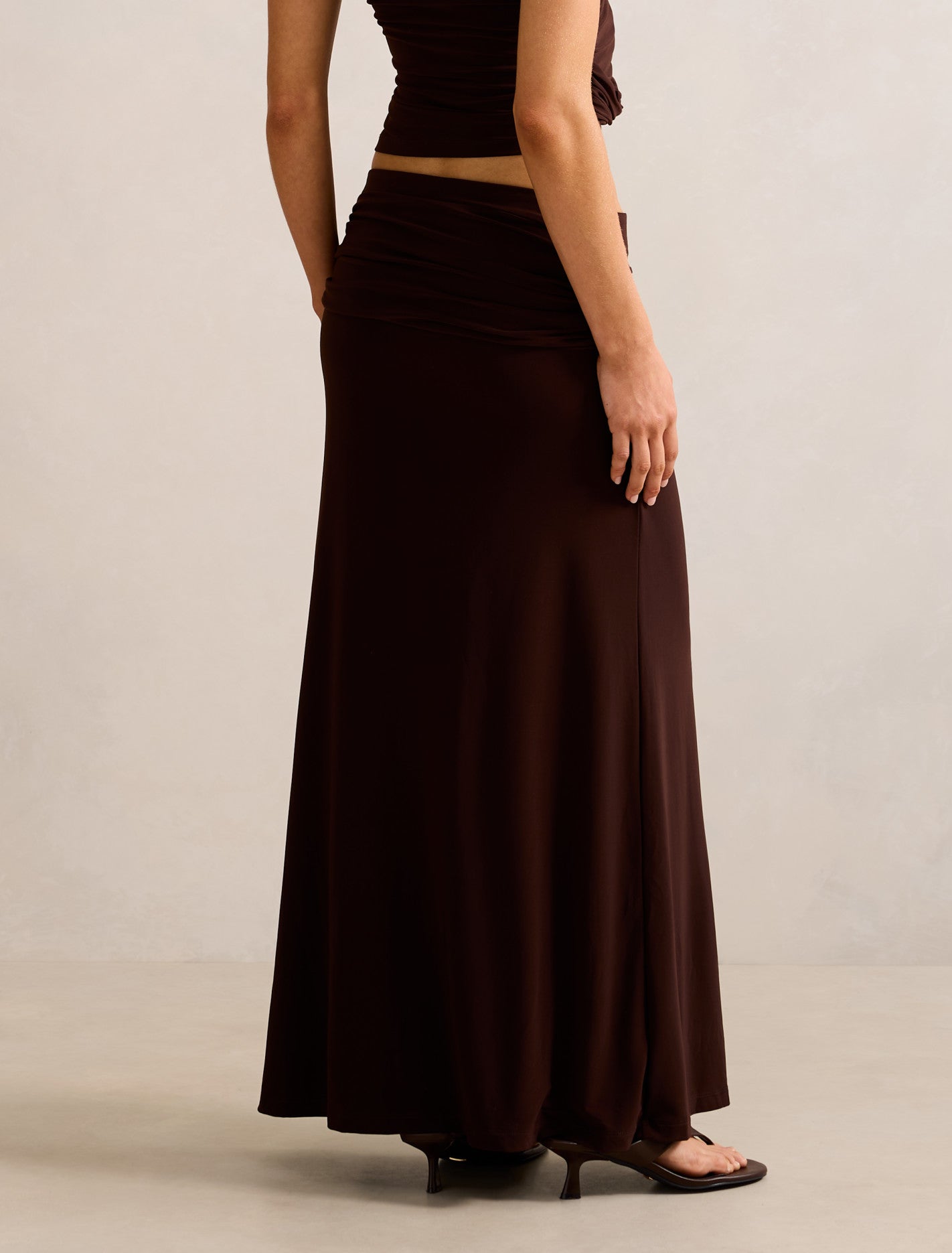Mimi Flute Maxi Skirt Bitter Chocolate Co-ord