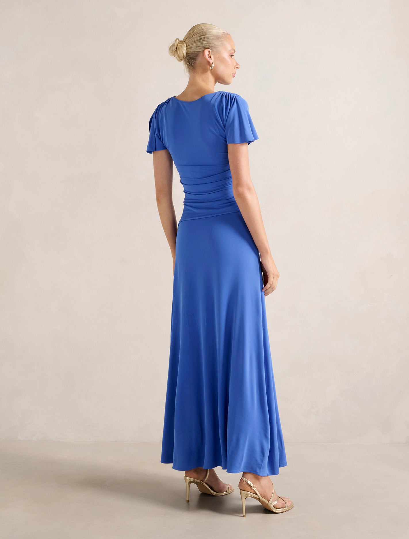 Gemini High Neck Jersey Maxi Dress Cornflower Breeze