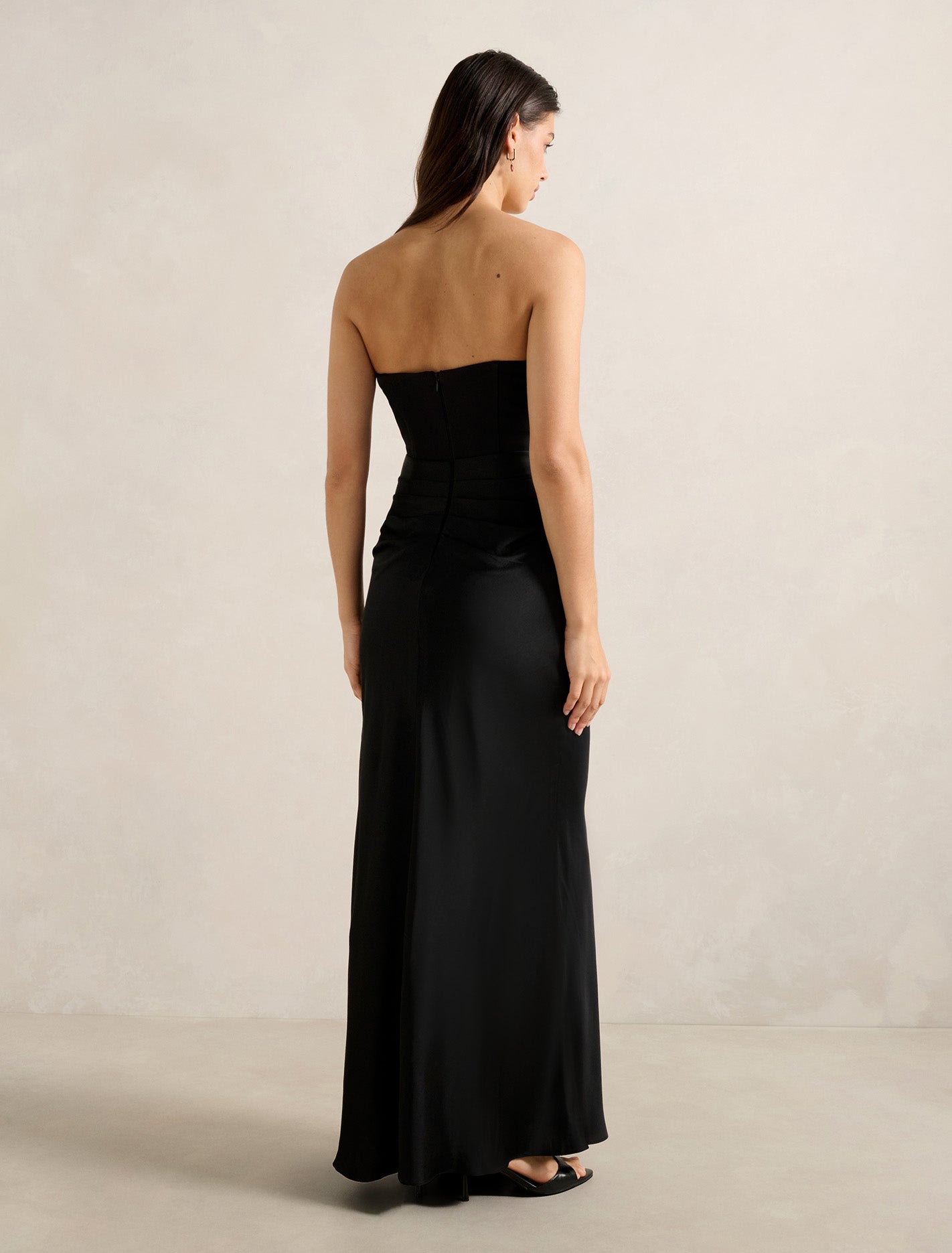 Isra Drape Strapless Maxi Dress Black