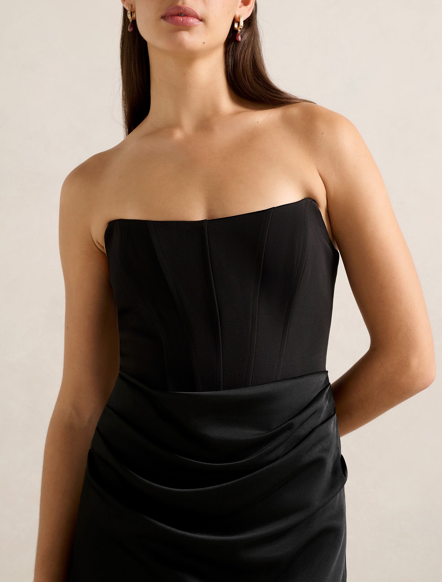 Isra Drape Strapless Maxi Dress Black