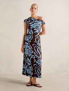 Paris Draped Mesh Midi Dress Fated Floral
