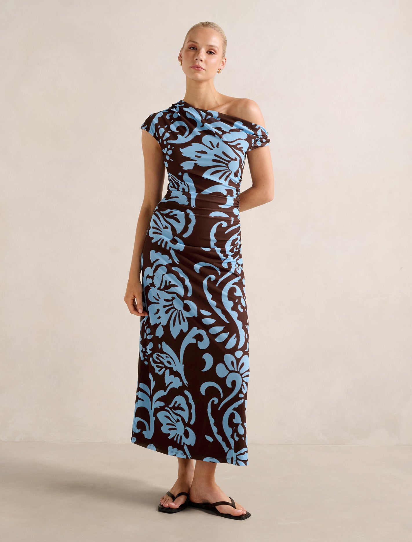 Paris Draped Mesh Midi Dress Fated Floral