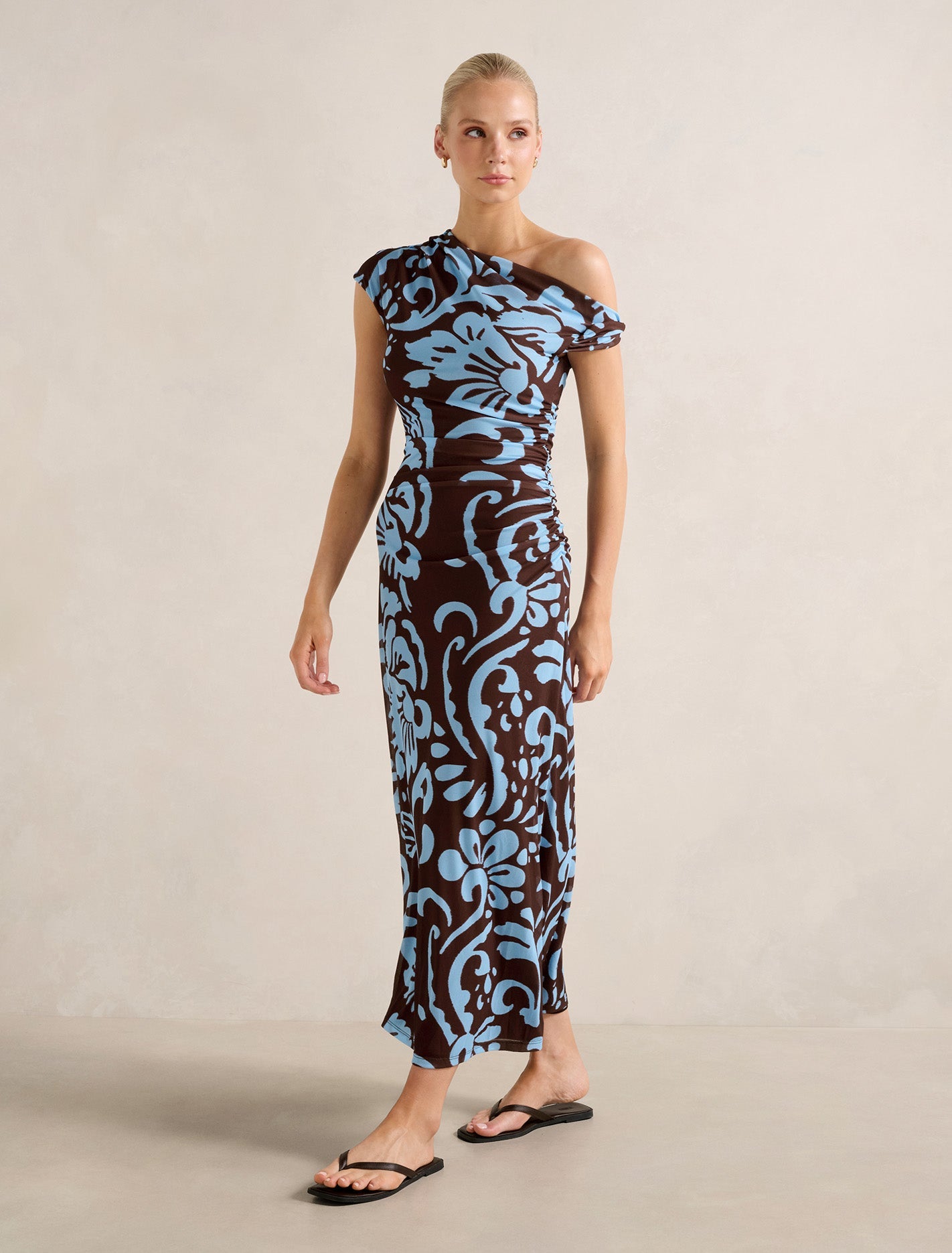 Paris Draped Mesh Midi Dress Fated Floral