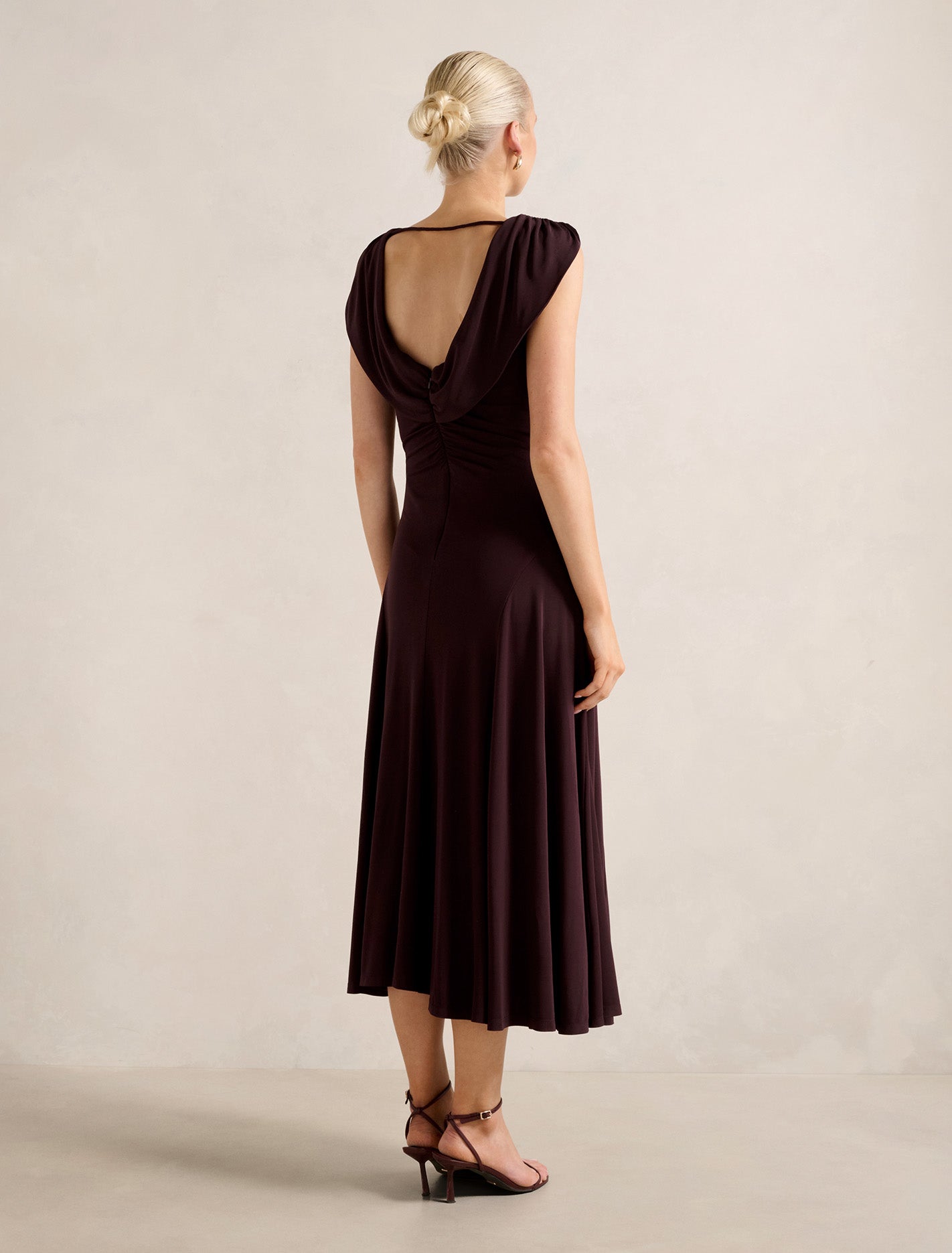 Oceana Cowl Jersey Dress Chocolate
