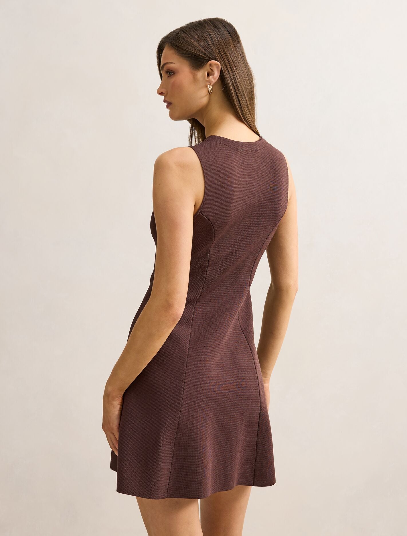 Lucienne Fit and Flare Knit Mini Dress Chocolate