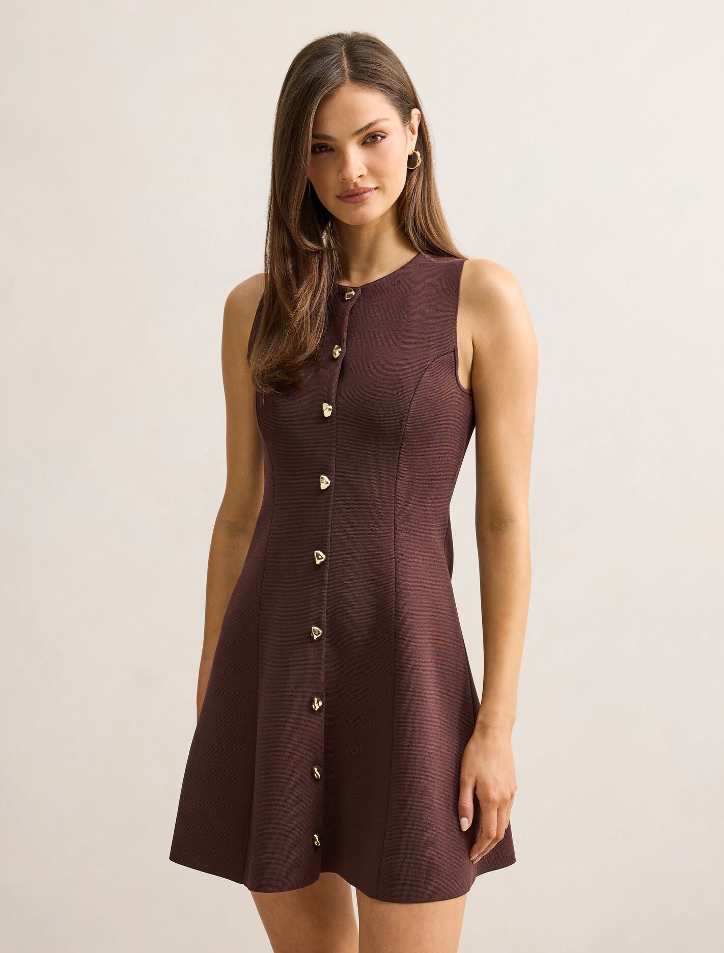 Lucienne Fit and Flare Knit Mini Dress Chocolate
