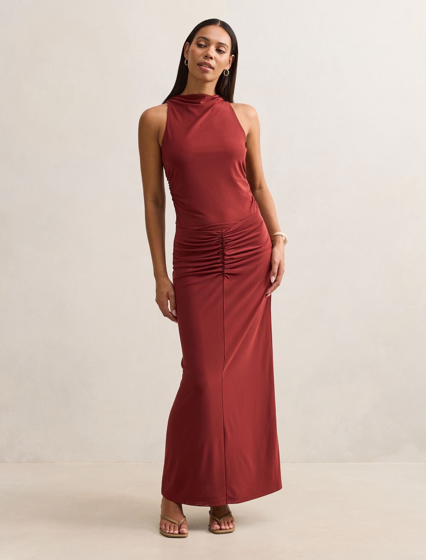 Savannah Ruched Mesh Skirt Rosewood Co-ord
