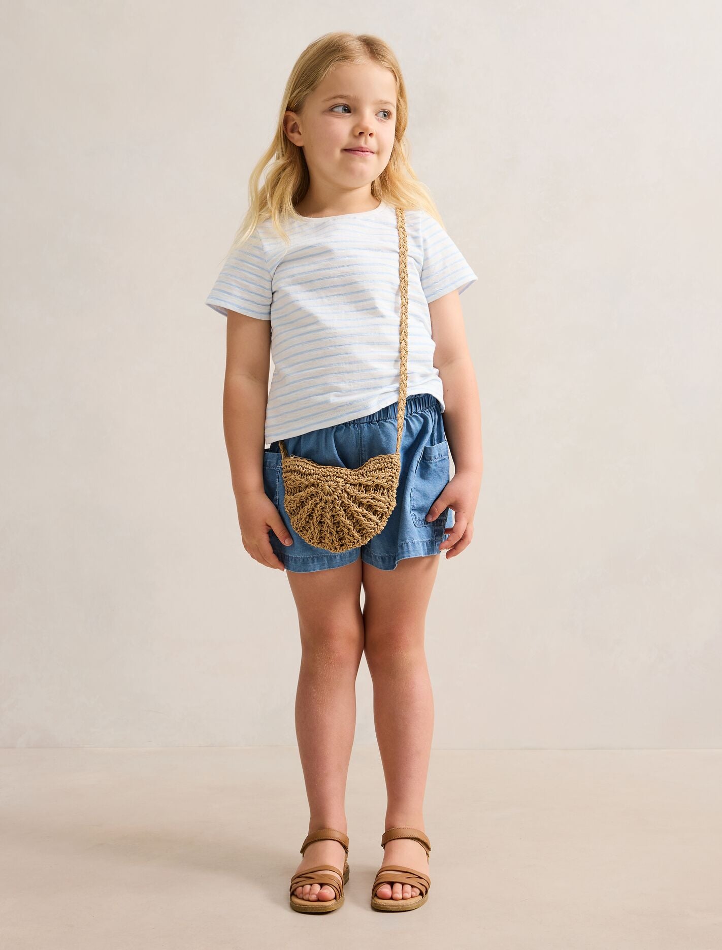 Emilia Girls Stripe Flutter T-Shirt Coastal Stripe