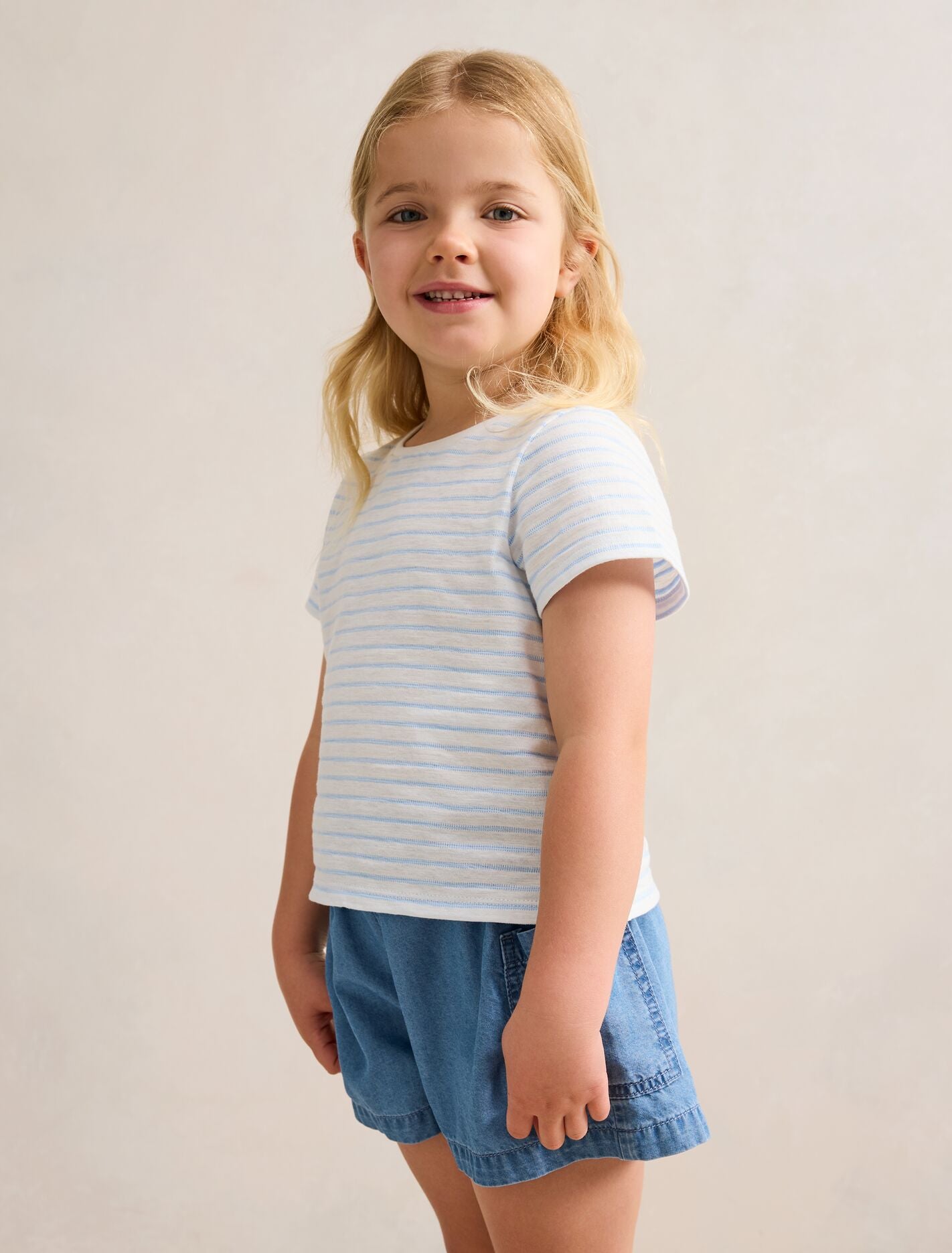 Emilia Girls Stripe Flutter T-Shirt Coastal Stripe