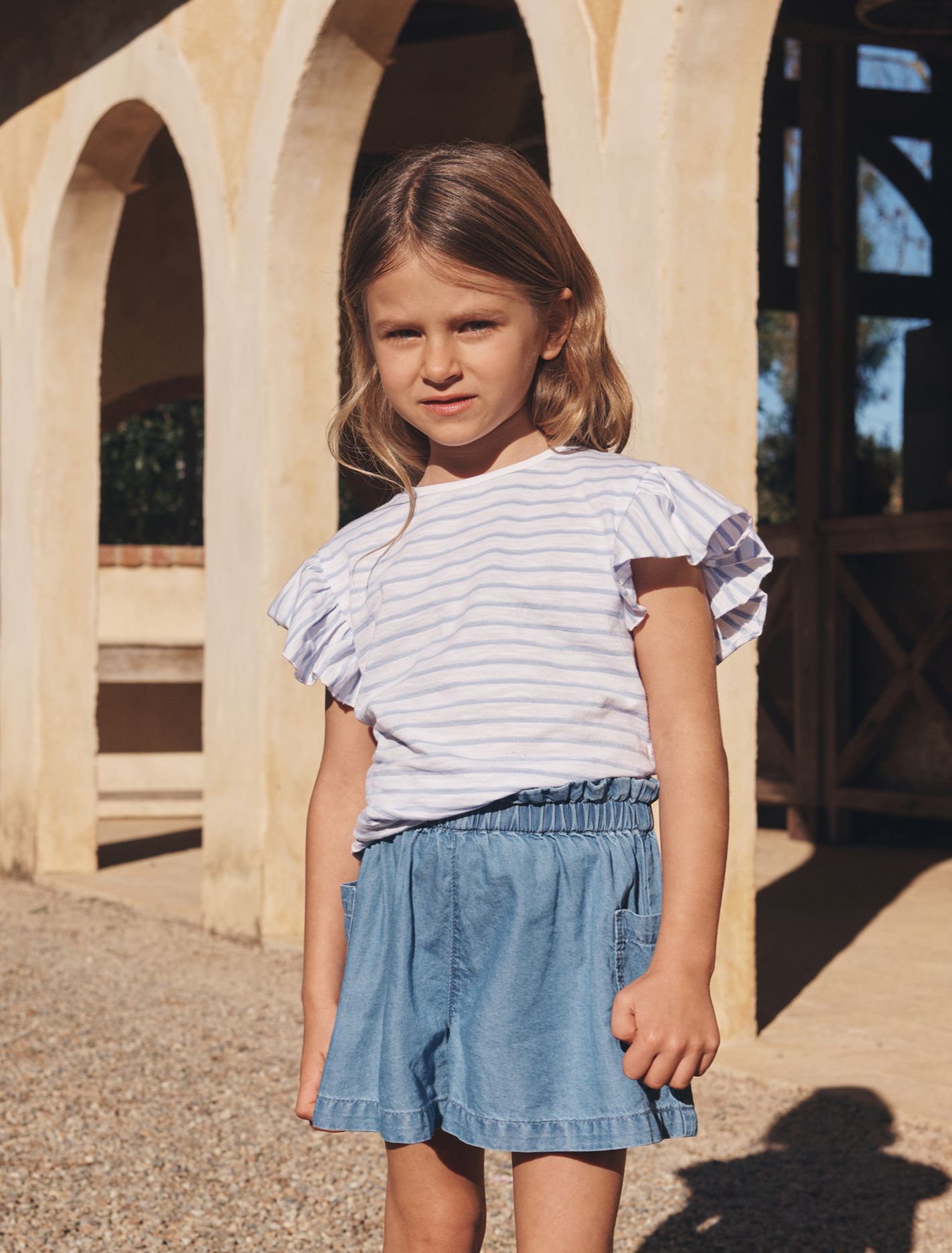 Maeve Chambray Girls Shorts Spring Blue