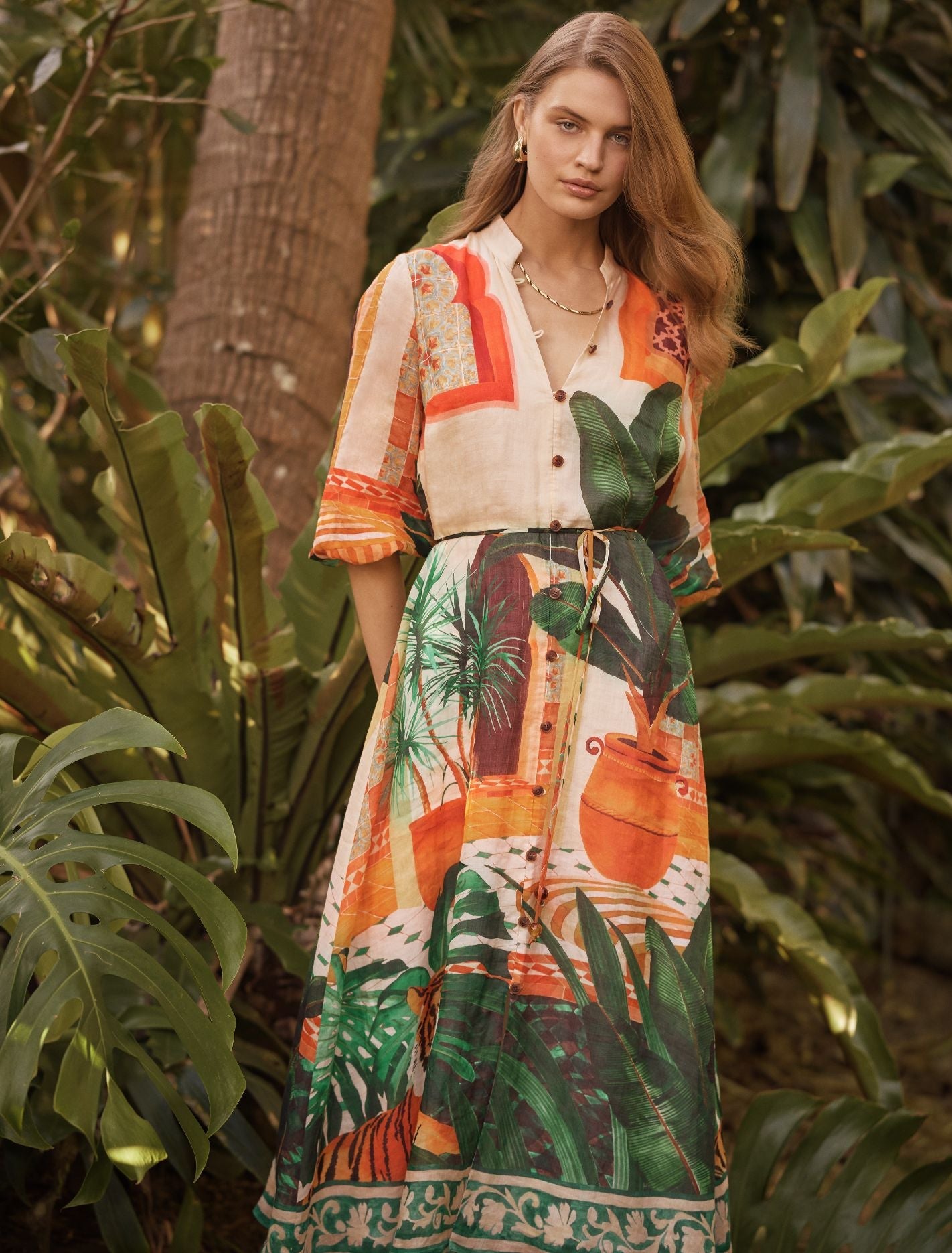 Arabella Printed Midi Dress Casablanca Holiday