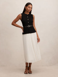 Louisa Woven Mix Knit Dress Mono