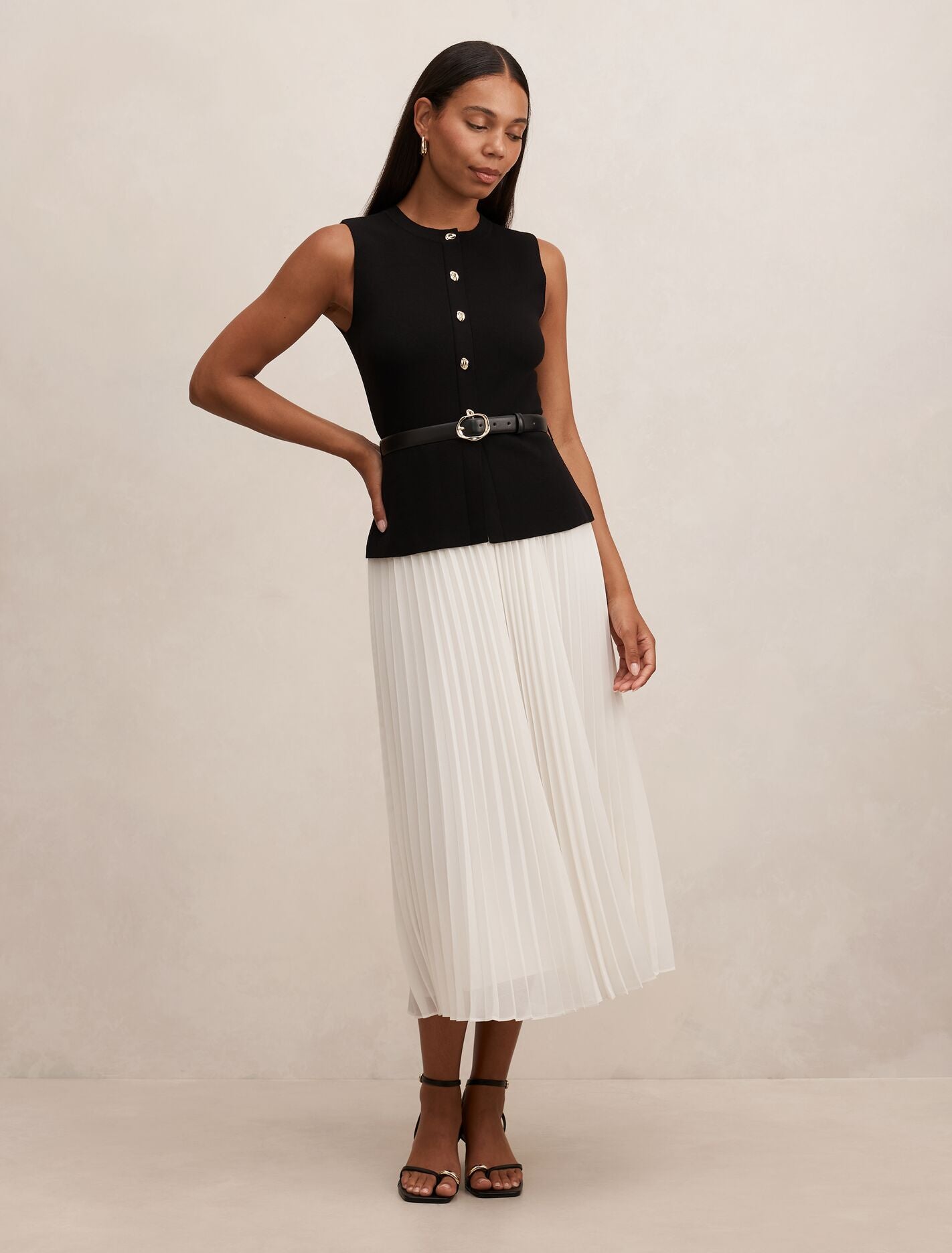 Louisa Woven Mix Knit Dress Mono