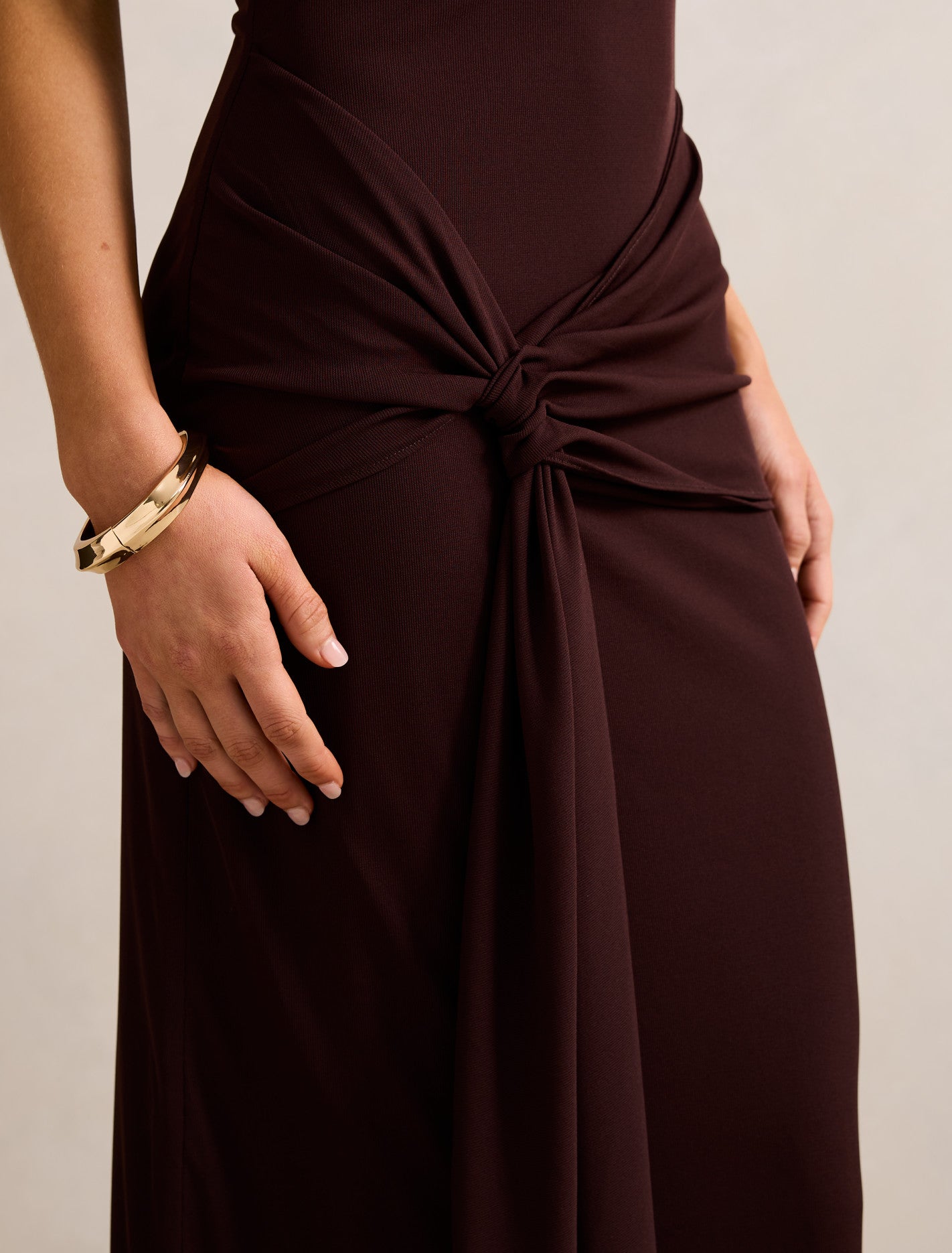 Abby Halter Mesh Maxi Dress Chocolate
