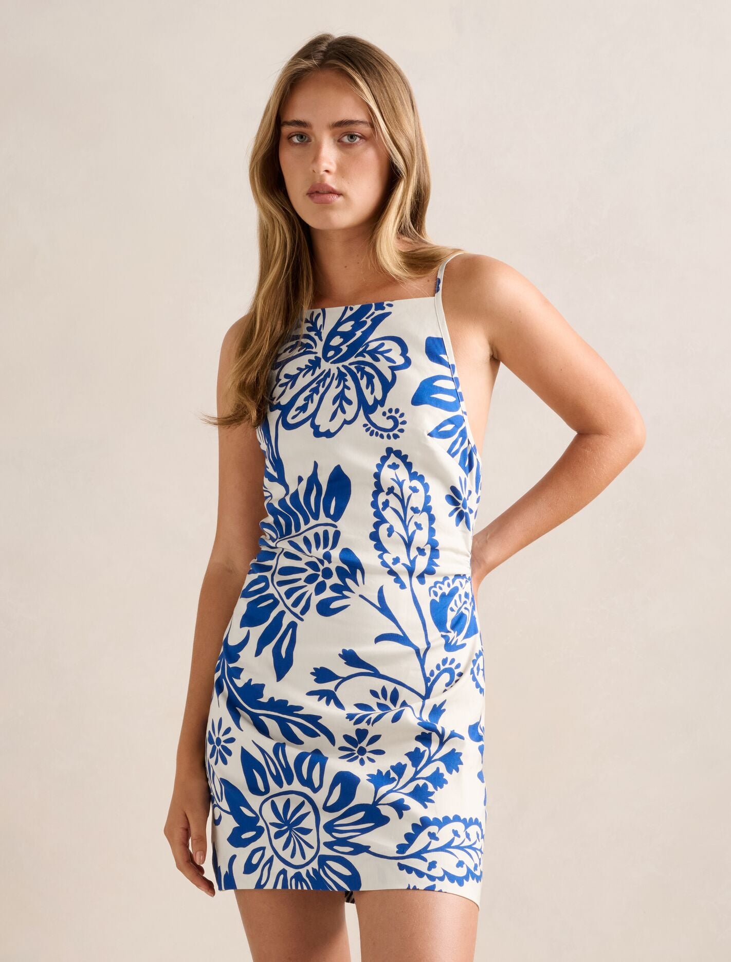 Letty Stretch Linen Mini Dress Lazuli Floral