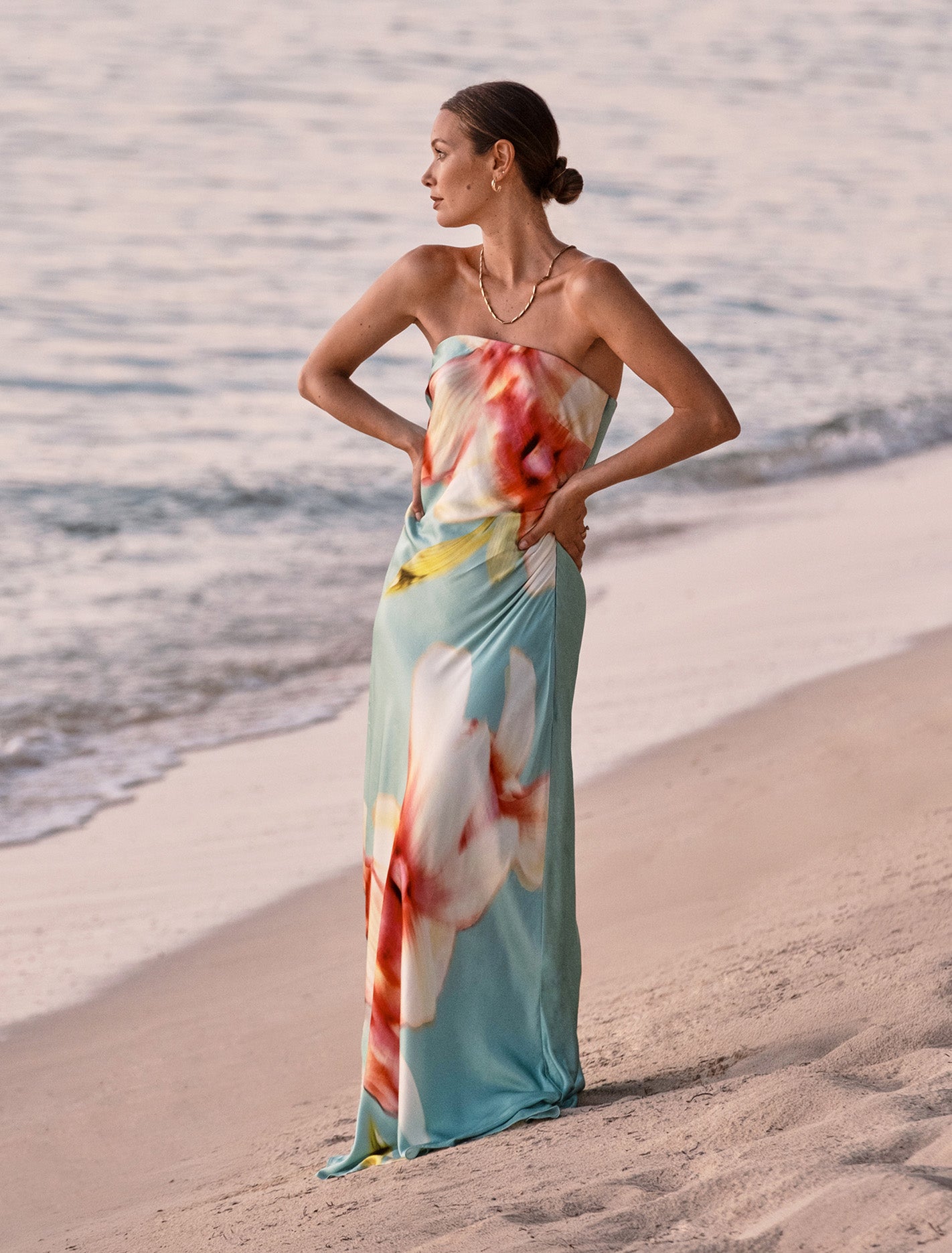 Estelle Satin Strapless Maxi Dress Capella Floral