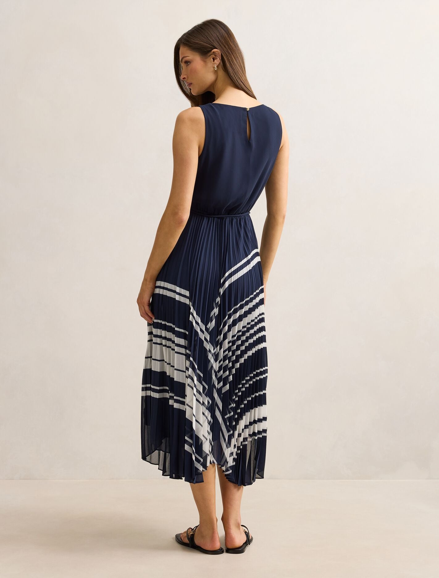 Addie Pleated Skirt Midi Dress Marnie Stripe