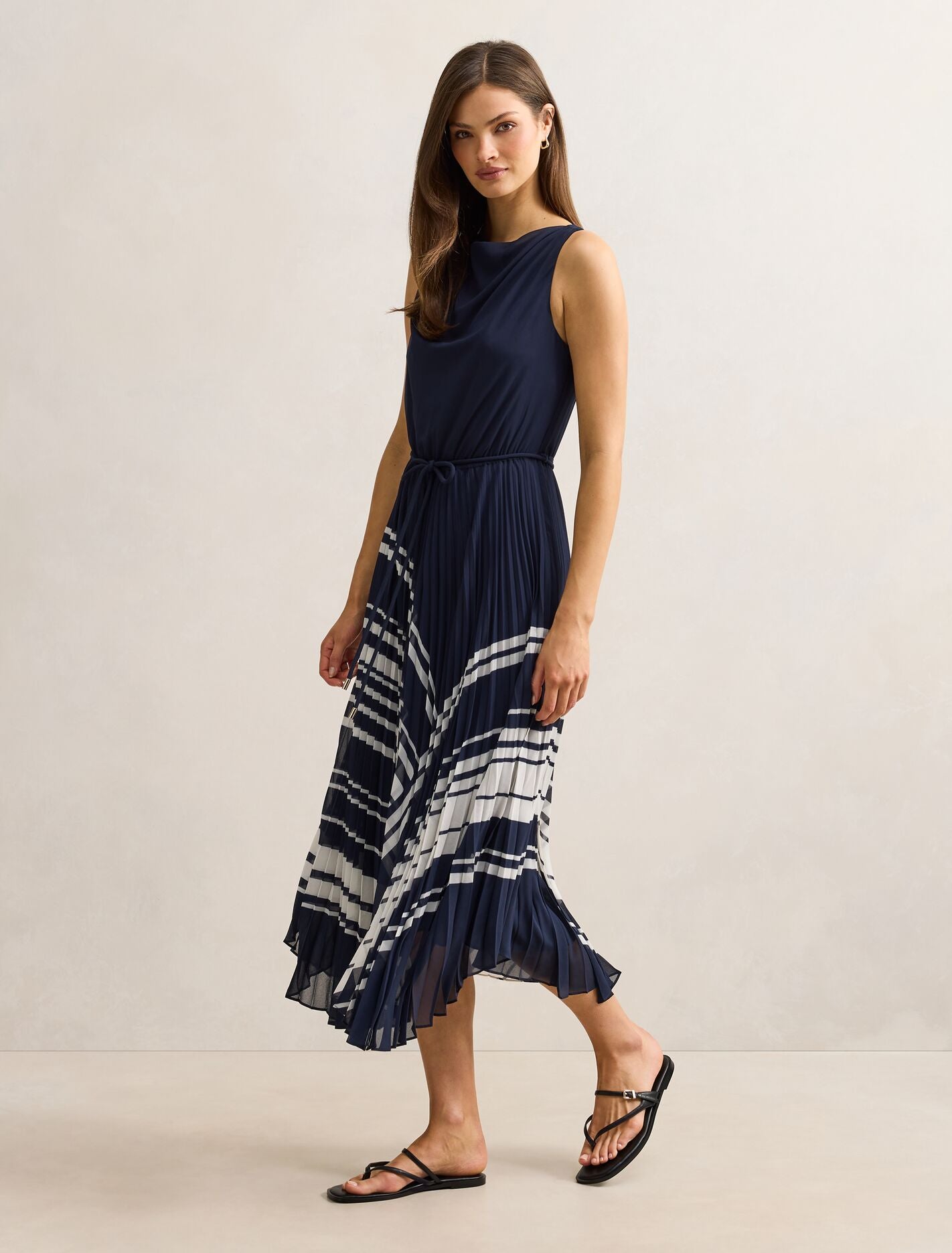 Addie Pleated Skirt Midi Dress Marnie Stripe