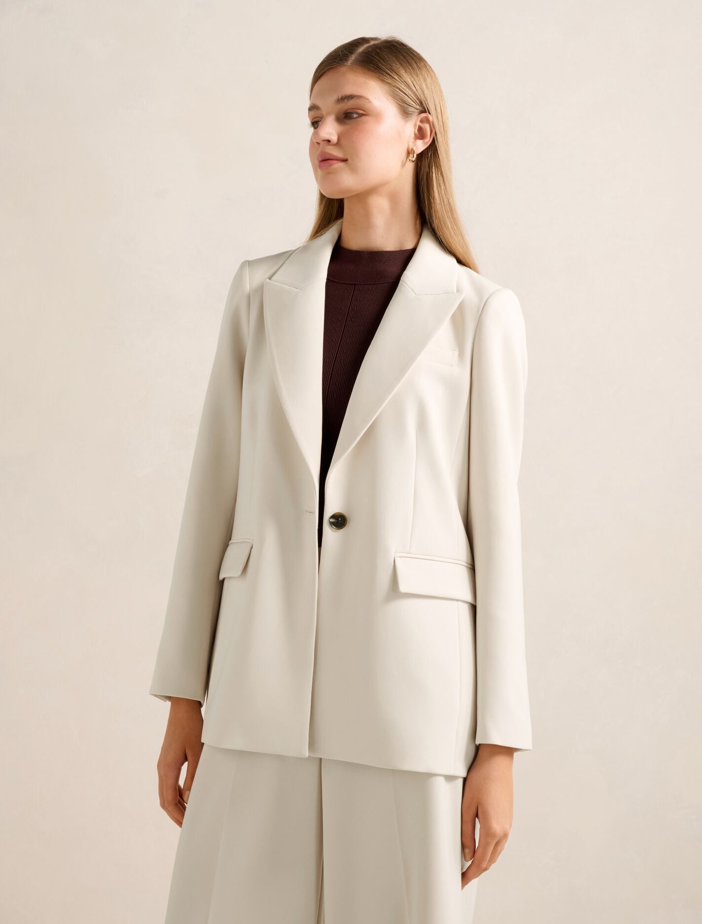 Oaklyn Single Breasted Blazer Oat Milk Suit